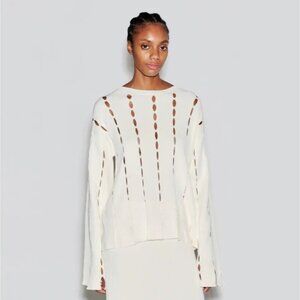NWOT Rosetta Getty Slash Panel Pullover Sweater Top L Silk Luxury Designer 2024